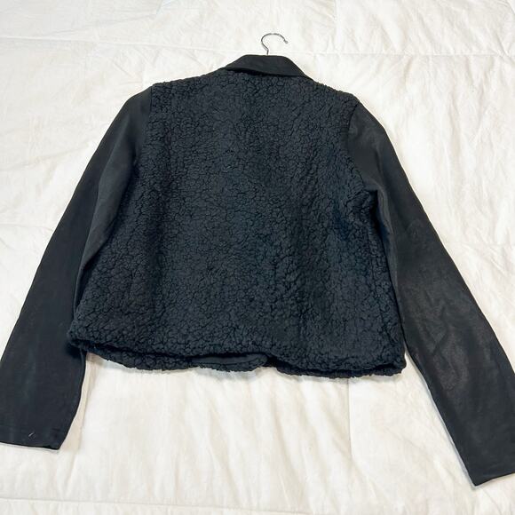 NWT Revolve Krisa Black Sherpa Moto Jacket Size Medium - Picture 6 of 7